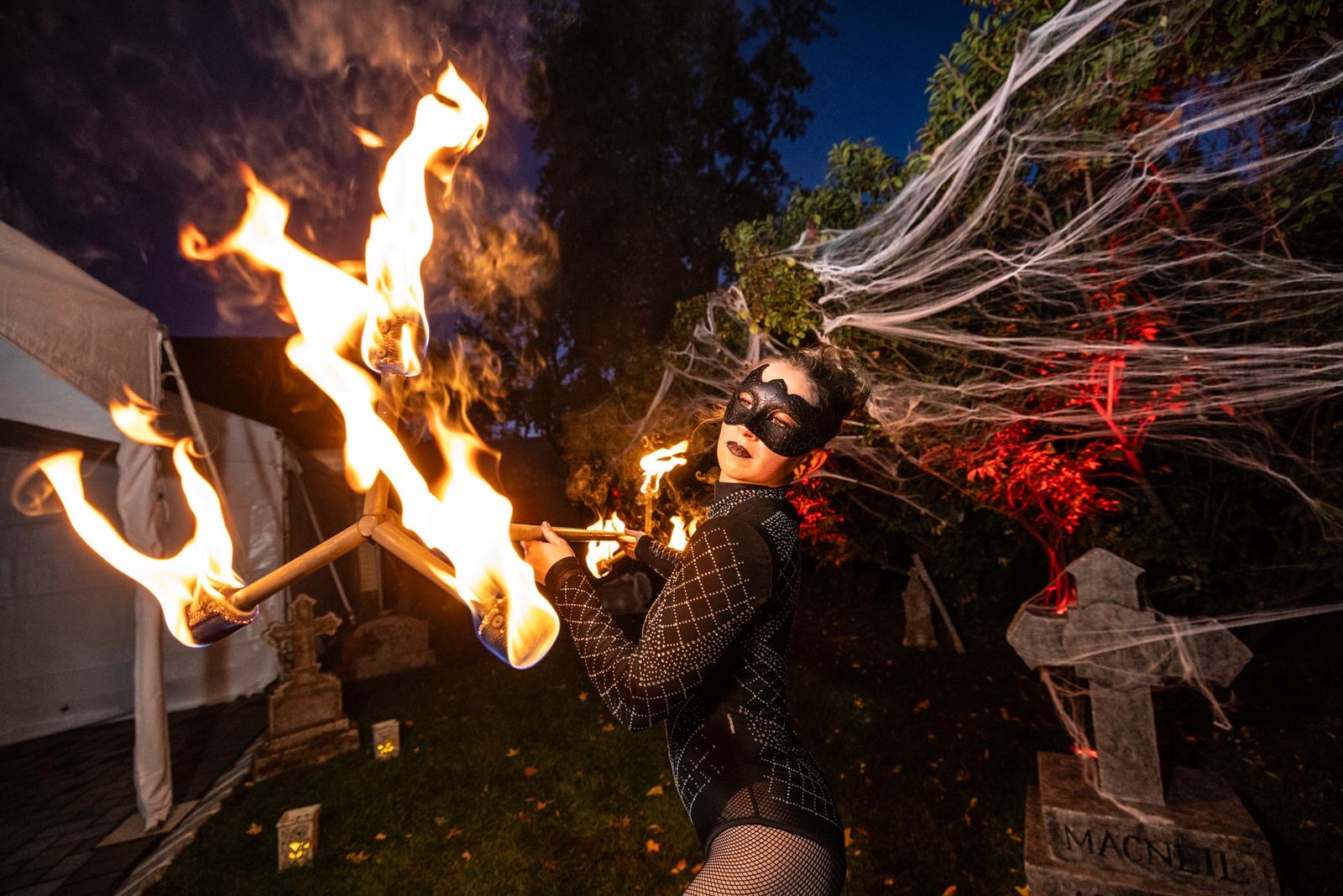 Fire performer at Halloween Party. Jonna Productions.